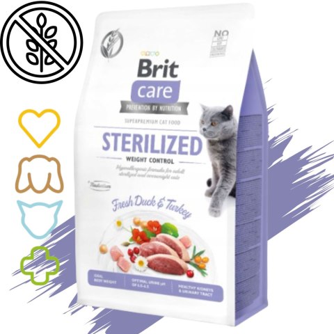 SUCHA KARMA DLA KOTA KACZKA Z INDYKIEM BRIT CARE CAT STERILIZED WEIGHT 2KG SUCHA KARMA DLA KOTA KACZKA Z INDYKIEM BRIT CARE CAT STERILIZED WEIGHT 2KG