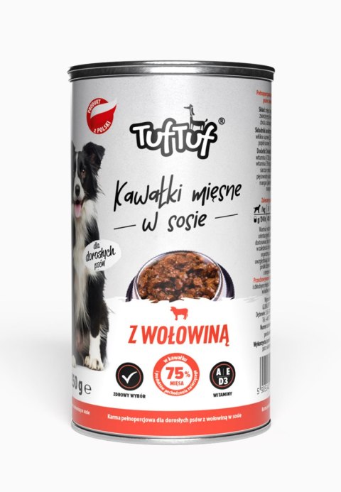 TUF TUF Kawałki mięsne z wołowiną dla psa 1250g Tuf Tuf TUF TUF Kawałki mięsne z wołowiną dla psa 1250g Tuf Tuf