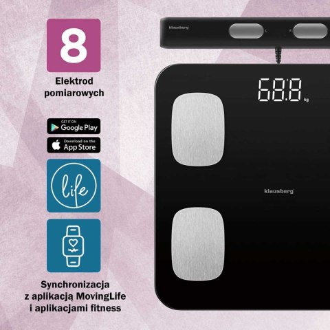 ANALITYCZNA WAGA ŁAZIENKOWA SMART IOS ANDROID KLAUSBERG KB-7852 KLAUSBERG ANALITYCZNA WAGA ŁAZIENKOWA SMART IOS ANDROID KLAUSBERG KB-7852 KLAUSBERG