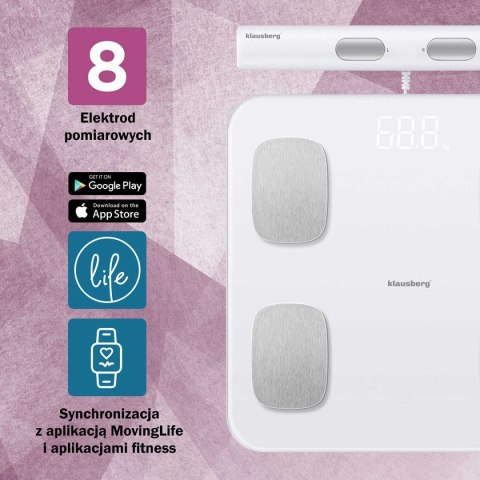 ANALITYCZNA WAGA ŁAZIENKOWA SMART IOS ANDROID KLAUSBERG KB-7853 KLAUSBERG ANALITYCZNA WAGA ŁAZIENKOWA SMART IOS ANDROID KLAUSBERG KB-7853 KLAUSBERG