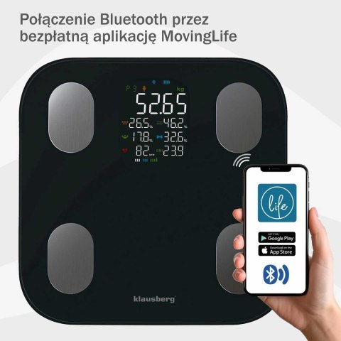 ANALITYCZNA WAGA ŁAZIENKOWA SMART IOS ANDROID KLAUSBERG KB-7854 KLAUSBERG ANALITYCZNA WAGA ŁAZIENKOWA SMART IOS ANDROID KLAUSBERG KB-7854 KLAUSBERG