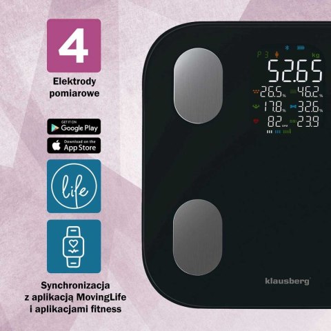 ANALITYCZNA WAGA ŁAZIENKOWA SMART IOS ANDROID KLAUSBERG KB-7854 KLAUSBERG ANALITYCZNA WAGA ŁAZIENKOWA SMART IOS ANDROID KLAUSBERG KB-7854 KLAUSBERG