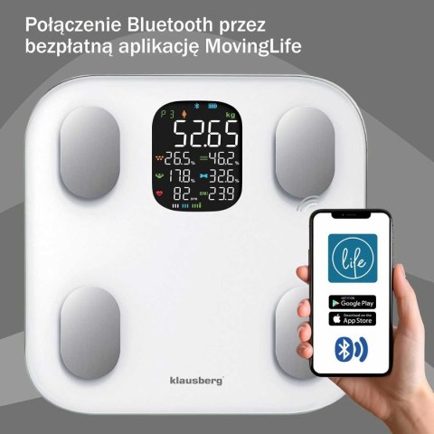 ANALITYCZNA WAGA ŁAZIENKOWA SMART IOS ANDROID KLAUSBERG KB-7855 KLAUSBERG ANALITYCZNA WAGA ŁAZIENKOWA SMART IOS ANDROID KLAUSBERG KB-7855 KLAUSBERG