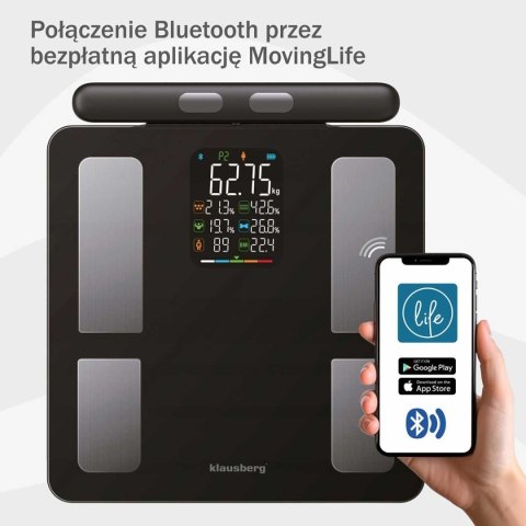 ANALITYCZNA WAGA ŁAZIENKOWA SMART IOS ANDROID KLAUSBERG KB-7856 KLAUSBERG ANALITYCZNA WAGA ŁAZIENKOWA SMART IOS ANDROID KLAUSBERG KB-7856 KLAUSBERG