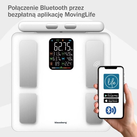 ANALITYCZNA WAGA ŁAZIENKOWA SMART IOS ANDROID KLAUSBERG KB-7857 KLAUSBERG ANALITYCZNA WAGA ŁAZIENKOWA SMART IOS ANDROID KLAUSBERG KB-7857 KLAUSBERG