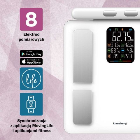 ANALITYCZNA WAGA ŁAZIENKOWA SMART IOS ANDROID KLAUSBERG KB-7857 KLAUSBERG ANALITYCZNA WAGA ŁAZIENKOWA SMART IOS ANDROID KLAUSBERG KB-7857 KLAUSBERG