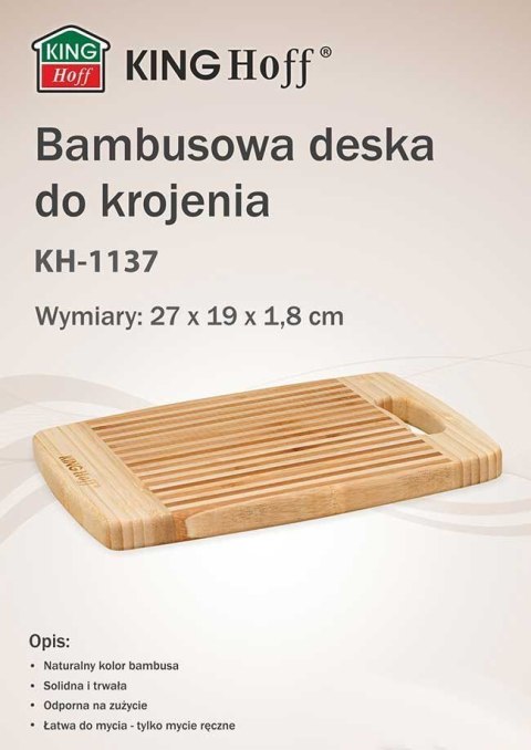 BAMBUSOWA DESKA KUCHENNA 27x19cm KINGHOFF KH-1137 KINGHOFF BAMBUSOWA DESKA KUCHENNA 27x19cm KINGHOFF KH-1137 KINGHOFF