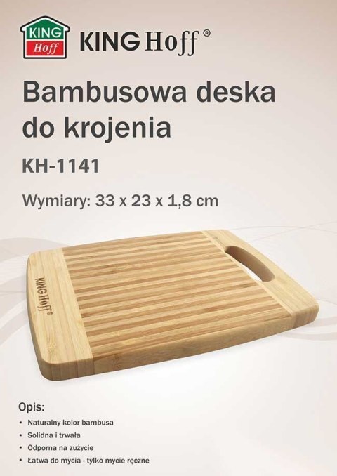 BAMBUSOWA DESKA KUCHENNA 33x20cm KINGHOFF KH-1141 KINGHOFF BAMBUSOWA DESKA KUCHENNA 33x20cm KINGHOFF KH-1141 KINGHOFF
