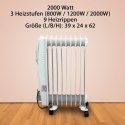 BITUXX Elektryczny grzejnik olejowy 2000 Watt 9 żeber Bituxx