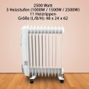 BITUXX Elektryczny grzejnik olejowy 2500 W 11 żeber biały Bituxx