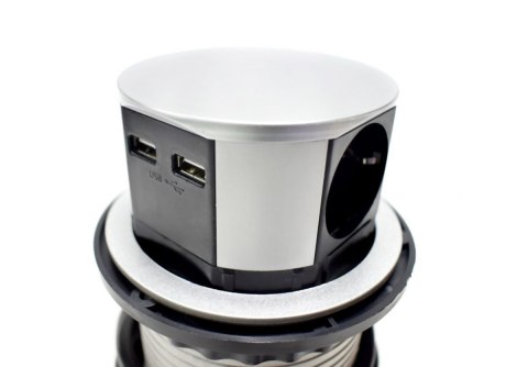 CHOWANE GNIAZDO STOŁOWE 4 GNIAZDA Z USB SREBRNE 1,5 M DO BIURA I DOMU Bituxx CHOWANE GNIAZDO STOŁOWE 4 GNIAZDA Z USB SREBRNE 1,5 M DO BIURA I DOMU Bituxx