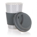 KUBEK CERAMICZNY 400ml Z POKRYWĄ SILIKONOWĄ BANQUET GO szary BANQUET