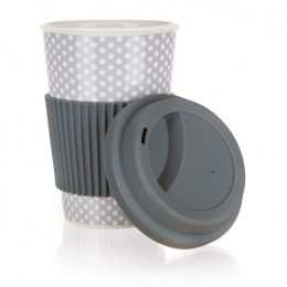 KUBEK CERAMICZNY 400ml Z POKRYWĄ SILIKONOWĄ BANQUET GO szary BANQUET