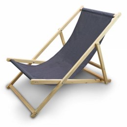 LEŻAK PLAŻOWY OGRODOWY DREWNIANY SKŁADANY REGULOWANY ANTRACYT Bituxx