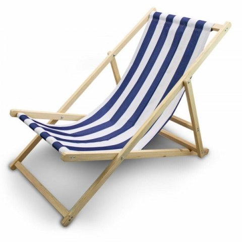 LEŻAK PLAŻOWY OGRODOWY DREWNIANY SKŁADANY REGULOWANY BIAŁO-NIEBIESKI Bituxx LEŻAK PLAŻOWY OGRODOWY DREWNIANY SKŁADANY REGULOWANY BIAŁO-NIEBIESKI Bituxx