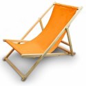 LEŻAK PLAŻOWY OGRODOWY DREWNIANY SKŁADANY REGULOWANY POMARAŃCZOWY Bituxx