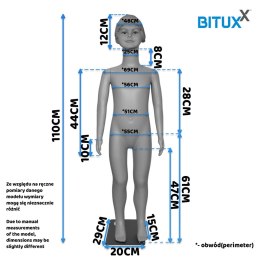 Manekin Dziecięcy Wystawowy Dziewczynka 110CM Sklep Odzieżowy Ekspozycja Bituxx