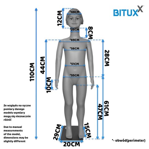 Manekin Dziecięcy Wystawowy Dziewczynka 110CM Sklep Odzieżowy Ekspozycja Bituxx Manekin Dziecięcy Wystawowy Dziewczynka 110CM Sklep Odzieżowy Ekspozycja Bituxx