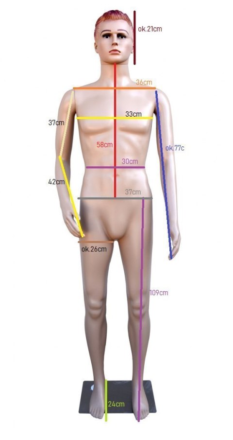 Manekin Wystawowy Męski Pełnopostaciowy 187CM Sklepowy Stalowa Podstawa Bituxx Manekin Wystawowy Męski Pełnopostaciowy 187CM Sklepowy Stalowa Podstawa Bituxx