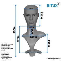 Manekin męska głowa na stojaku 53 cm do peruk biżuterii nakryć głowy Bituxx
