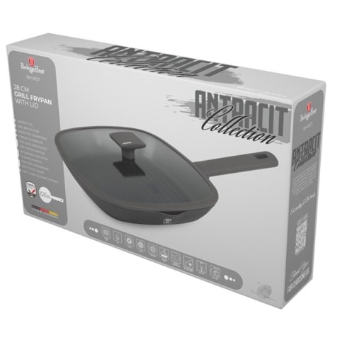 PATELNIA GRILLOWA TYTANOWA Z POKRYWĄ 28cm BERLINGER HAUS BH-8127 ANTRACIT BERLINGER HAUS PATELNIA GRILLOWA TYTANOWA Z POKRYWĄ 28cm BERLINGER HAUS BH-8127 ANTRACIT BERLINGER HAUS