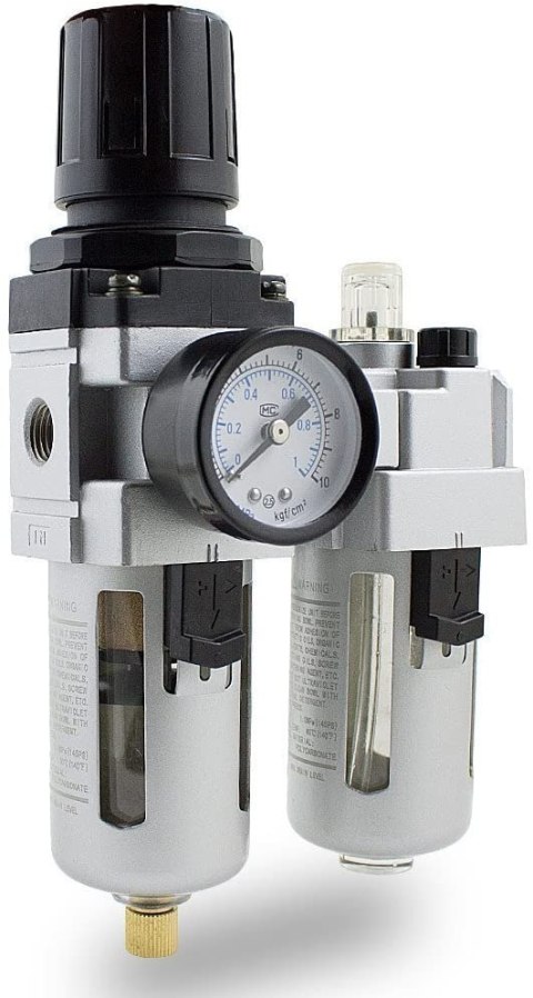 Reduktor ciśnienia z filtrem sprężonego powietrza 1/4" manometr Bituxx Reduktor ciśnienia z filtrem sprężonego powietrza 1/4" manometr Bituxx