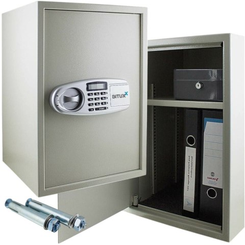 Sejf elektroniczny jasnoszary podwójny zamek regulowana półka Bituxx Sejf elektroniczny jasnoszary podwójny zamek regulowana półka Bituxx