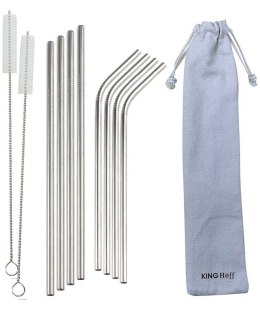 SŁOMKI METALOWE DO NAPOJÓW KINGHOFF 8szt. + ETUI KH-1357 KINGHOFF