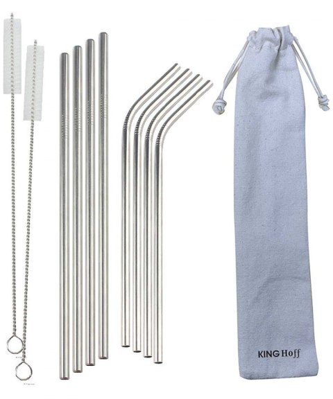 SŁOMKI METALOWE DO NAPOJÓW KINGHOFF 8szt. + ETUI KH-1357 KINGHOFF