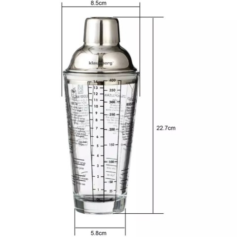 SZKLANY SHAKER BARMAŃSKI 400ml Z PRZEPISAMI KLAUSBERG KB-7647 KLAUSBERG SZKLANY SHAKER BARMAŃSKI 400ml Z PRZEPISAMI KLAUSBERG KB-7647 KLAUSBERG