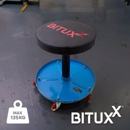 Stołek warsztatowy obrotowy z regulacją wysokości 40 50 cm pojemnik 135 kg Bituxx