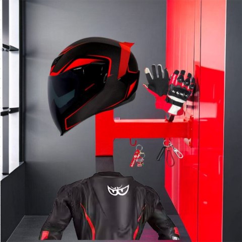 Uchwyt ścienny do kasku motocyklowego kluczy kombinezonu Czerwony Bituxx Uchwyt ścienny do kasku motocyklowego kluczy kombinezonu Czerwony Bituxx