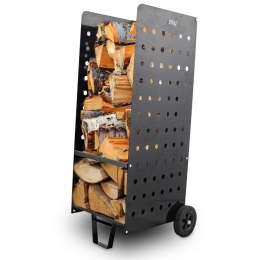 Wózek na drewno kominkowe 100 kg metalowy z gumowanymi kółkami solidny Stal Bituxx