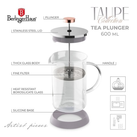 ZAPARZACZ TŁOKOWY DO KAWY HERBATY 600ml BERLINGER HAUS BH-8588 TAUPE BERLINGER HAUS ZAPARZACZ TŁOKOWY DO KAWY HERBATY 600ml BERLINGER HAUS BH-8588 TAUPE BERLINGER HAUS