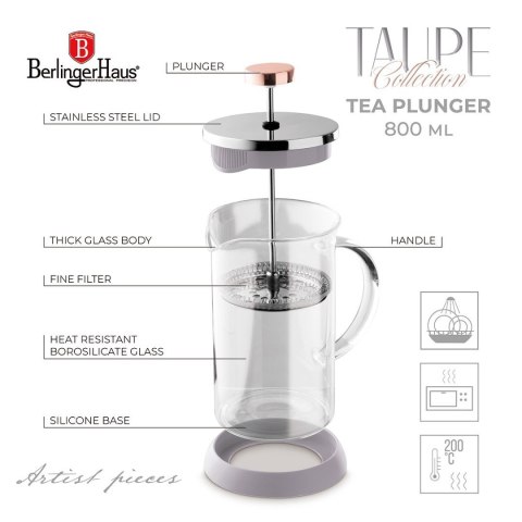 ZAPARZACZ TŁOKOWY DO KAWY HERBATY 800ml BERLINGER HAUS BH-8589 TAUPE BERLINGER HAUS ZAPARZACZ TŁOKOWY DO KAWY HERBATY 800ml BERLINGER HAUS BH-8589 TAUPE BERLINGER HAUS