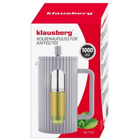ZAPARZACZ TŁOKOWY DO KAWY/HERBATY 1000ml KLAUSBERG KB-7752 SZARY KLAUSBERG ZAPARZACZ TŁOKOWY DO KAWY/HERBATY 1000ml KLAUSBERG KB-7752 SZARY KLAUSBERG