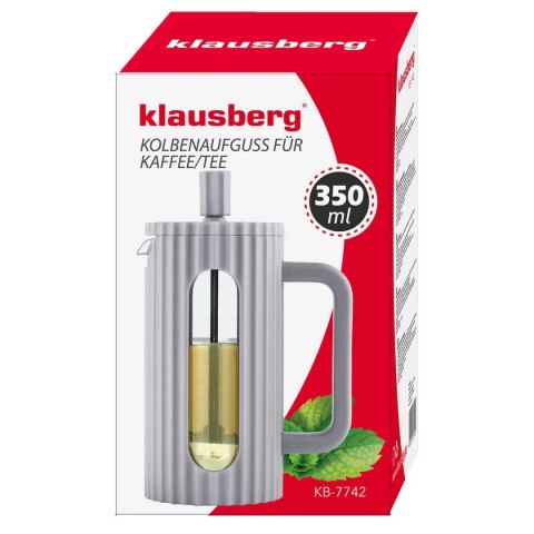 ZAPARZACZ TŁOKOWY DO KAWY/HERBATY 350ml KLAUSBERG KB-7742 SZARY KLAUSBERG ZAPARZACZ TŁOKOWY DO KAWY/HERBATY 350ml KLAUSBERG KB-7742 SZARY KLAUSBERG