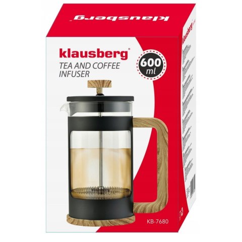 ZAPARZACZ TŁOKOWY DO KAWY/HERBATY 600ml KLAUSBERG KB-7680 KLAUSBERG ZAPARZACZ TŁOKOWY DO KAWY/HERBATY 600ml KLAUSBERG KB-7680 KLAUSBERG