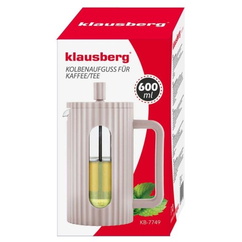 ZAPARZACZ TŁOKOWY DO KAWY/HERBATY 600ml KLAUSBERG KB-7749 RÓŻOWY KLAUSBERG ZAPARZACZ TŁOKOWY DO KAWY/HERBATY 600ml KLAUSBERG KB-7749 RÓŻOWY KLAUSBERG