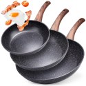 ZESTAW 3 PATELNI GRANITOWYCH BLACK&WOOD 20/24/28 cm 199011 VILDE