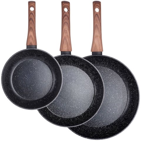 ZESTAW 3 PATELNI GRANITOWYCH BLACK&WOOD 20/24/28 cm 199011 VILDE ZESTAW 3 PATELNI GRANITOWYCH BLACK&WOOD 20/24/28 cm 199011 VILDE