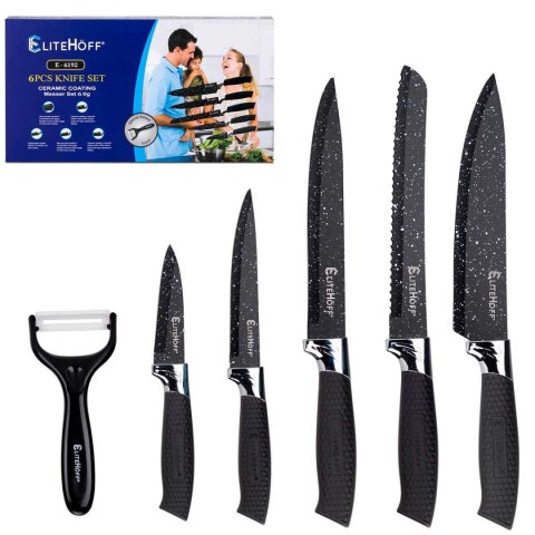 ZESTAW 5 KUCHENNYCH NOŻY MARMURKOWYCH Z OBIERACZKĄ E-6192 ELITEHOFF ZESTAW 5 KUCHENNYCH NOŻY MARMURKOWYCH Z OBIERACZKĄ E-6192 ELITEHOFF