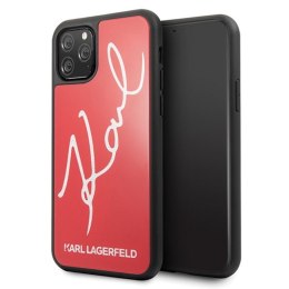 Karl Lagerfeld Double Layers Tempered Glass Glitter Signature Case - Etui iPhone 11 Pro Max (czerwony) Karl Lagerfeld