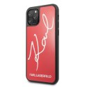 Karl Lagerfeld Double Layers Tempered Glass Glitter Signature Case - Etui iPhone 11 Pro Max (czerwony) Karl Lagerfeld