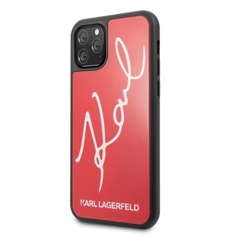 Karl Lagerfeld Double Layers Tempered Glass Glitter Signature Case - Etui iPhone 11 Pro Max (czerwony) Karl Lagerfeld Karl Lagerfeld Double Layers Tempered Glass Glitter Signature Case - Etui iPhone 11 Pro Max (czerwony) Karl Lagerfeld