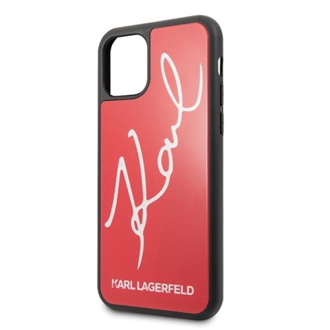 Karl Lagerfeld Double Layers Tempered Glass Glitter Signature Case - Etui iPhone 11 Pro Max (czerwony) Karl Lagerfeld Karl Lagerfeld Double Layers Tempered Glass Glitter Signature Case - Etui iPhone 11 Pro Max (czerwony) Karl Lagerfeld