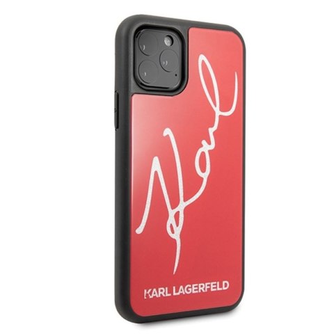 Karl Lagerfeld Double Layers Tempered Glass Glitter Signature Case - Etui iPhone 11 Pro Max (czerwony) Karl Lagerfeld Karl Lagerfeld Double Layers Tempered Glass Glitter Signature Case - Etui iPhone 11 Pro Max (czerwony) Karl Lagerfeld
