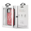 Karl Lagerfeld Double Layers Tempered Glass Glitter Signature Case - Etui iPhone 11 Pro Max (czerwony) Karl Lagerfeld