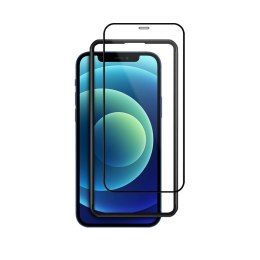 Crong Anti-Bacterial 3D Armour Glass - Szkło hartowane 9H na cały ekran iPhone 12 Mini + ramka instalacyjna Crong