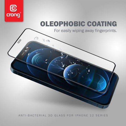 Crong Anti-Bacterial 3D Armour Glass - Szkło hartowane 9H na cały ekran iPhone 12 Pro Max + ramka instalacyjna Crong Crong Anti-Bacterial 3D Armour Glass - Szkło hartowane 9H na cały ekran iPhone 12 Pro Max + ramka instalacyjna Crong